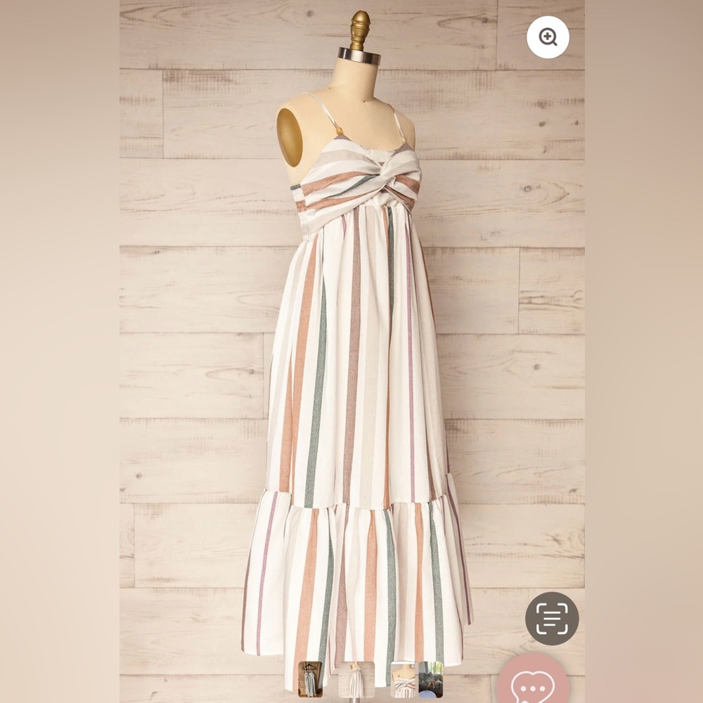 Striped Maxi Dress in Cream and Pink